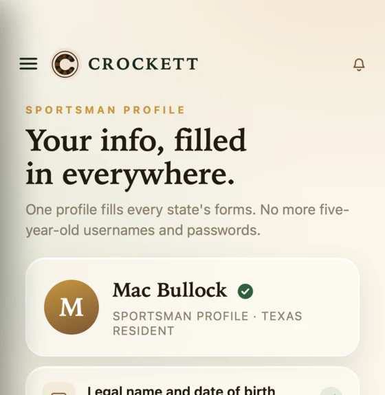 The Sportsman Profile screen